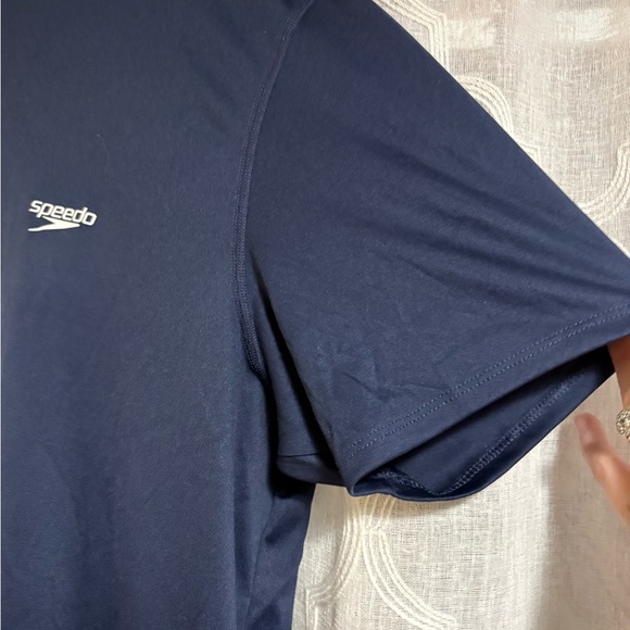 Speedo Men's UV Swim Shirt Graphic Short Sleeve Tee Shirt Dark Blue Size Large - Picture 4 of 9
